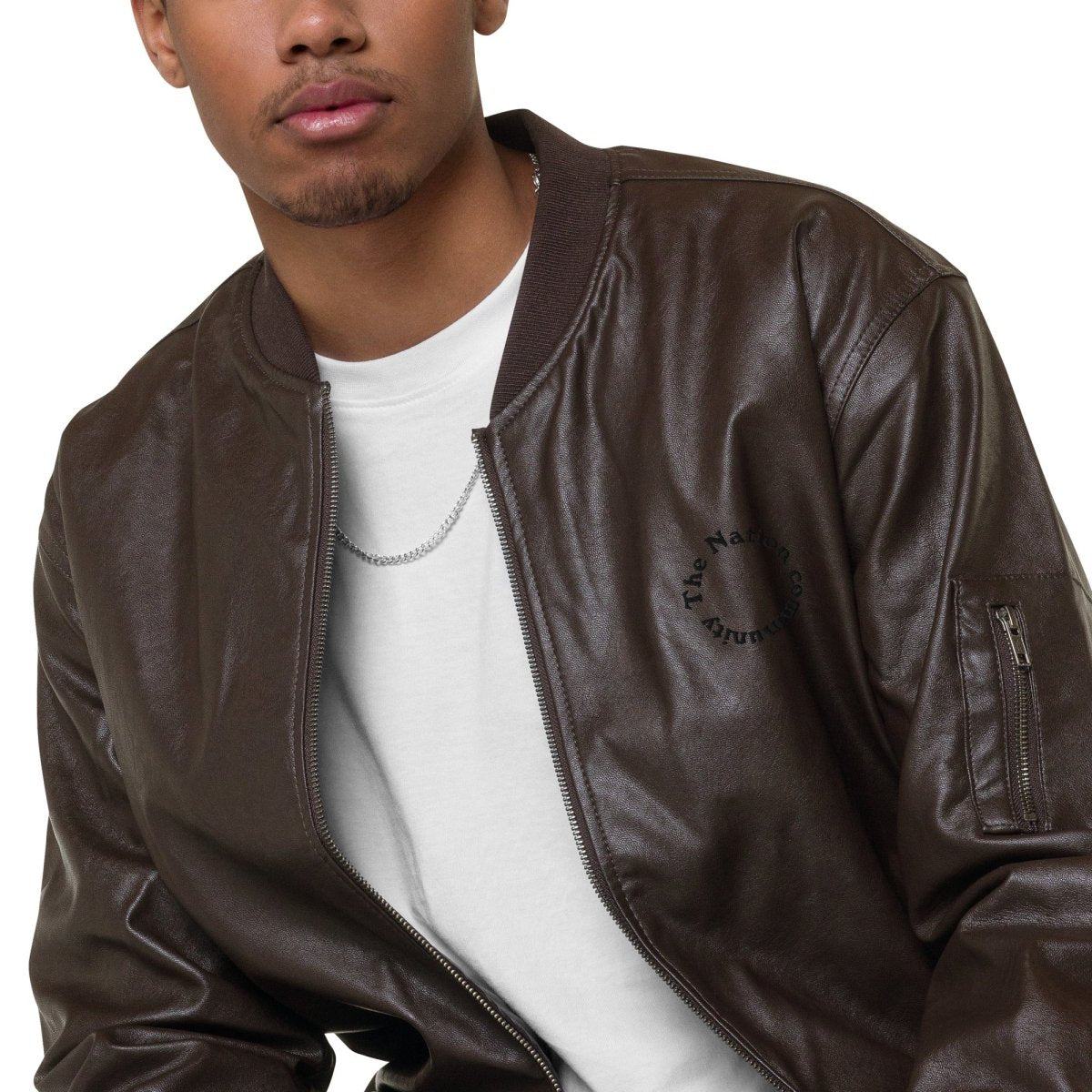 The Nation community Leather Bomber Jacket - The NationThe Nation community Leather Bomber JacketThe NationThe Nation8675343_13934The Nation community Leather Bomber JacketXSBrown